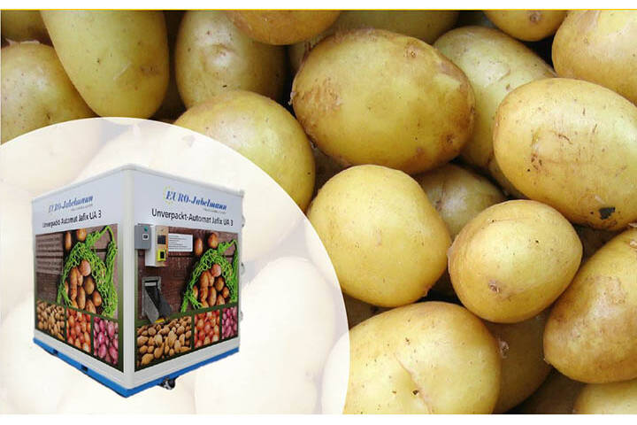 Vending machine with SysTec weighing technology for potatoes Innovation award for EURO-Jabelmann vending machine with SysTec weighing unit; egional food, cashless payment, availability around the clock and unpackaged sale.